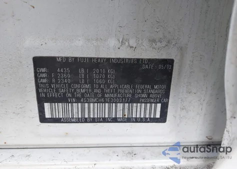 2014 Subaru Legacy 2.5 I Sport z USA, uszkodzony, nr VIN 4S3BMCH61E3003177